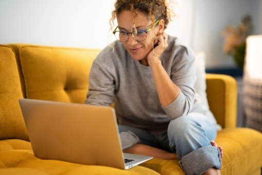 Woman looking at computer