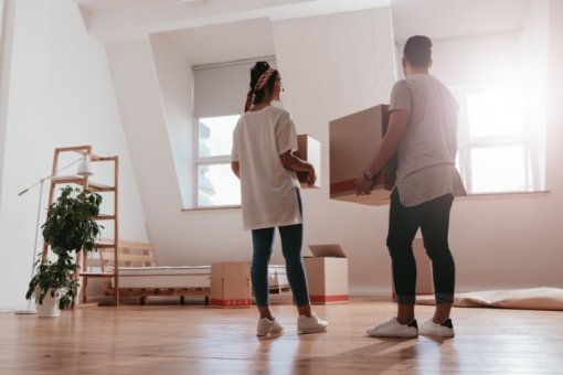 Couple moving into a new home